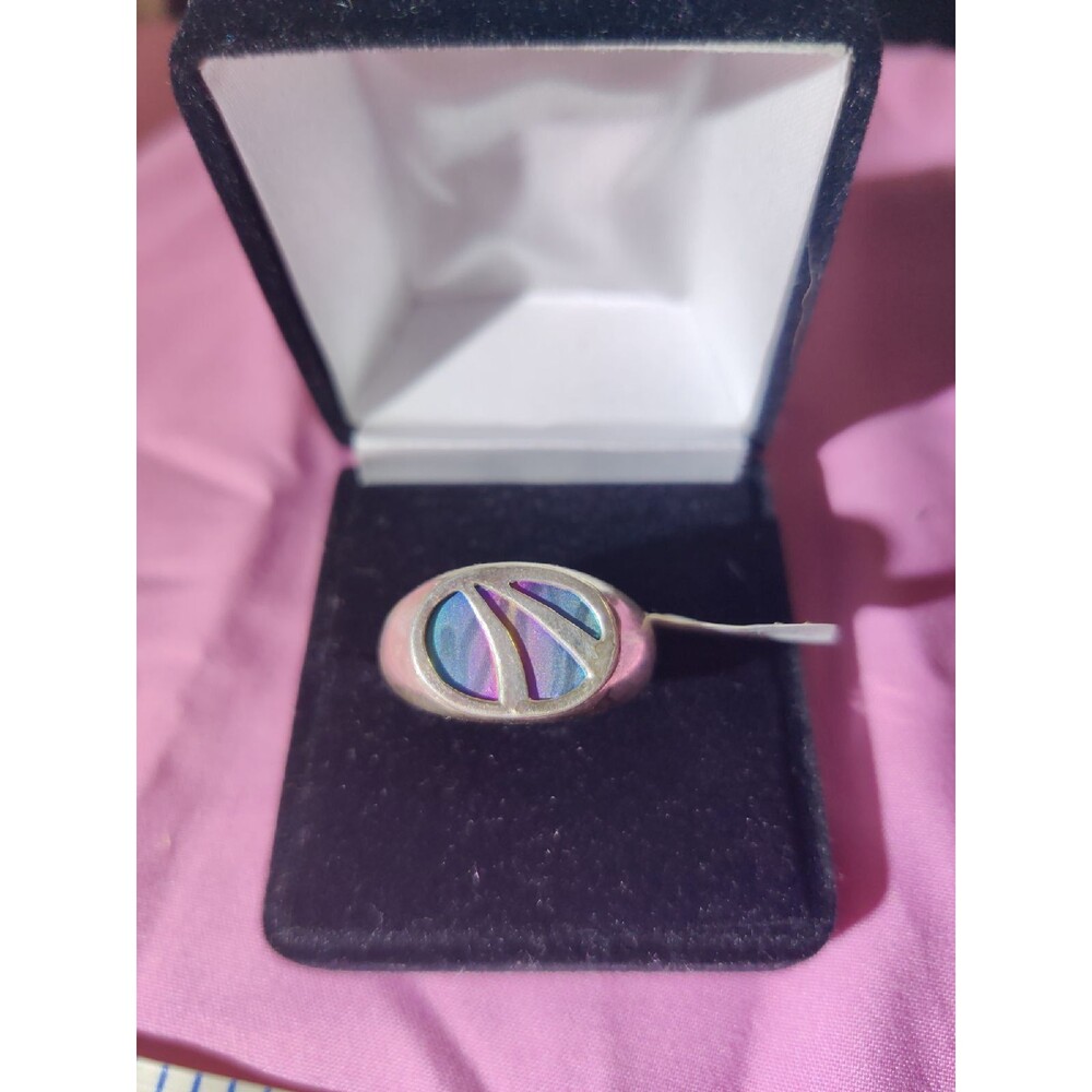 Sterling Silver Titanium Coated Ring